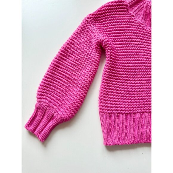 HOUSE OF HARLOW Bright Pink Chunky Knit Reverse Stitch Cardigan Sweater, Size XS - Picture 7 of 11